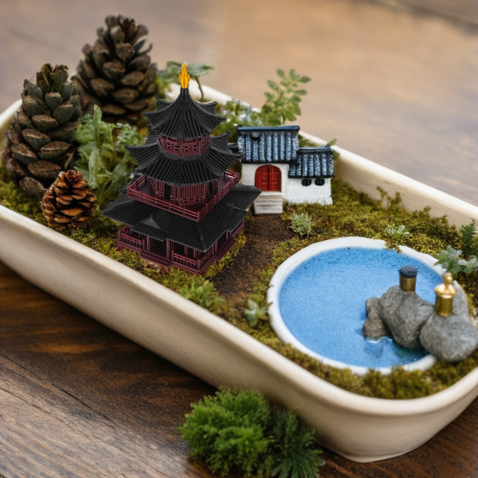 Sculpture artisanale de pagode - Mini Bonsai Zen Garden avis et prix